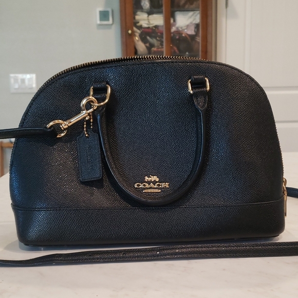 Coach Handbags - Coach Black Leather Satchel Crossbody Bag Size Small